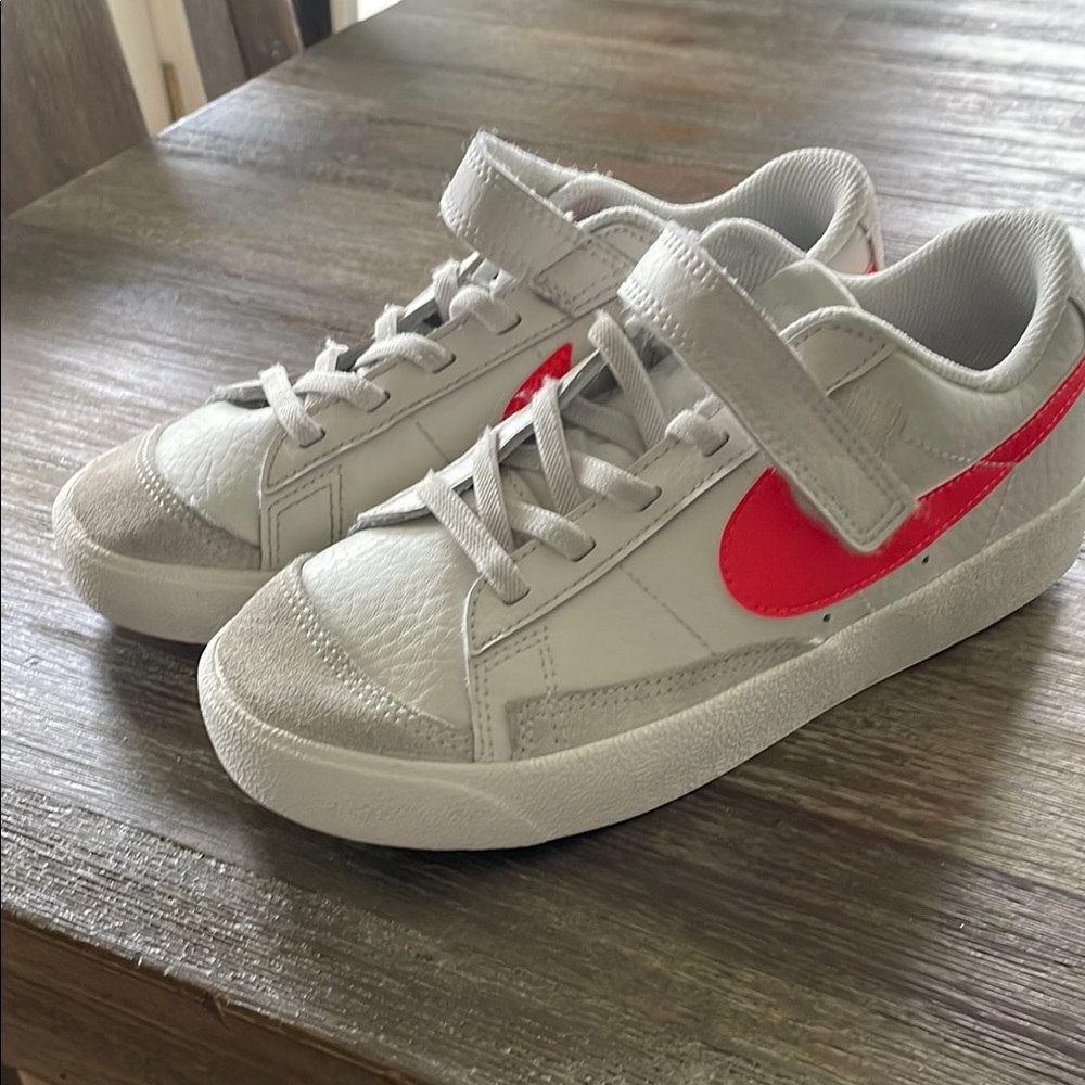 Nike Blazer Kids' White and Red Sneakers 2Y